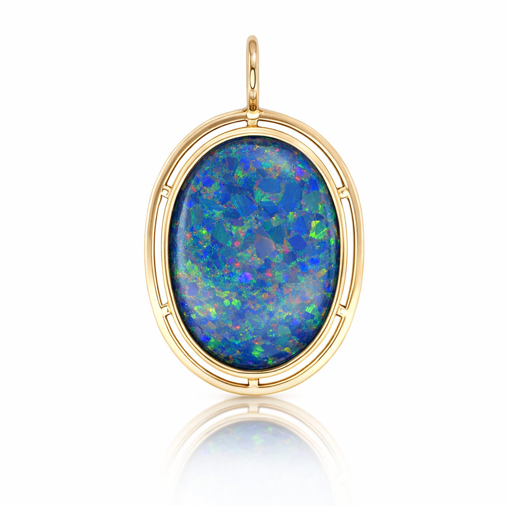 Triplet Opal Pendant In 9ct Yellow Gold
