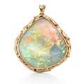 Solid Opal Brooch In 9ct Yellow Gold