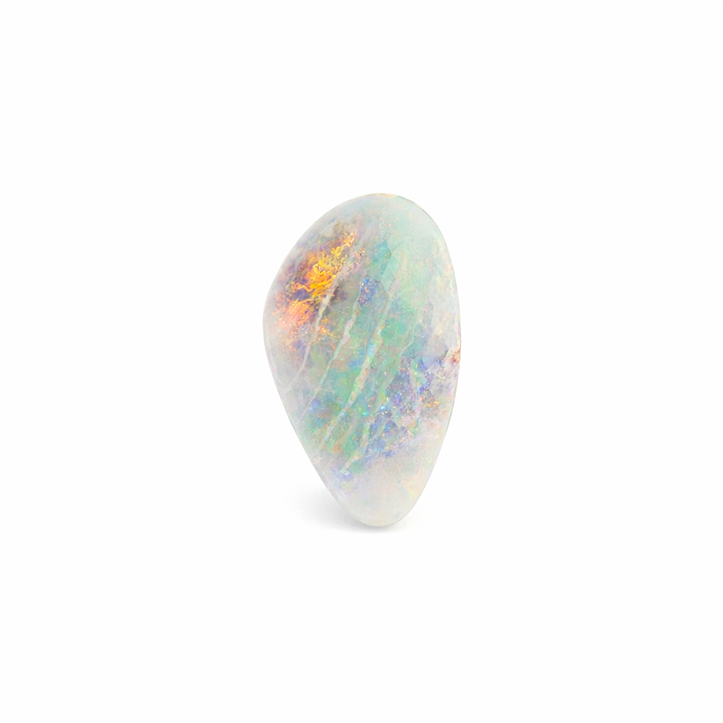 Organic Pear Shaped Opal | White with Orange Flecks