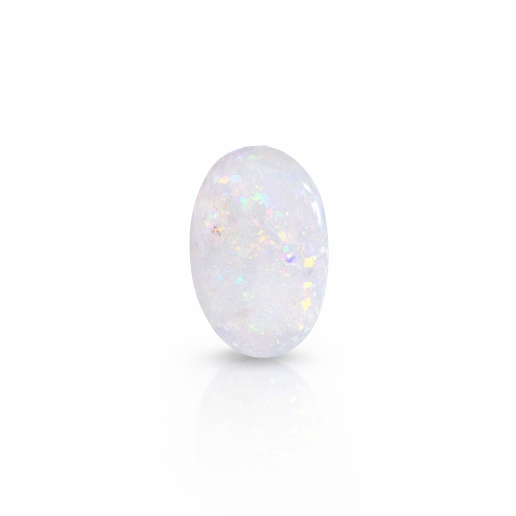 White Organic Oval Shaped Opal