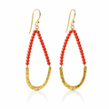 Earrings | Gold Plated Brass With Coral