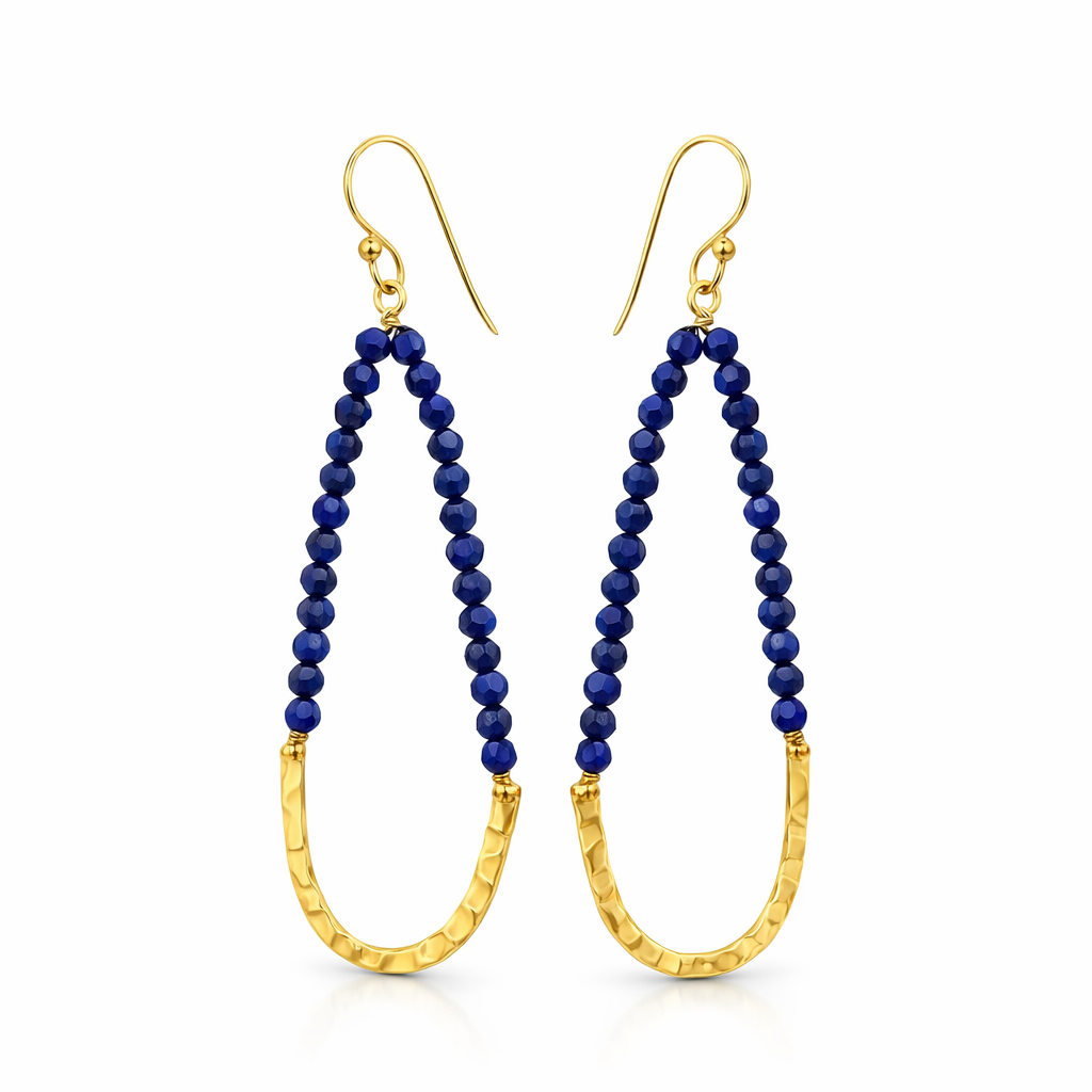 Earrings | Gold Plated Brass With Lapiz Lazuli