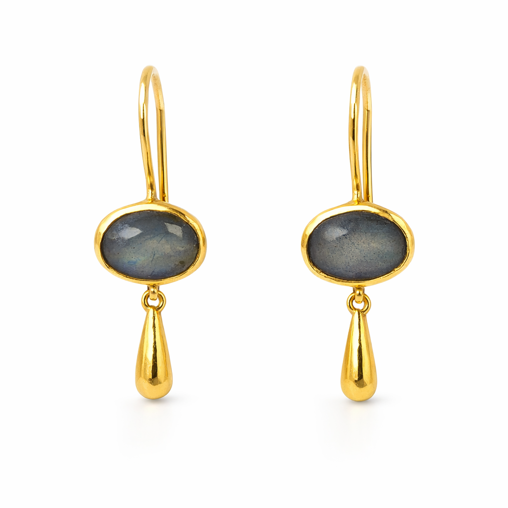 Earrings | Gold Plated Brass With Labradorite