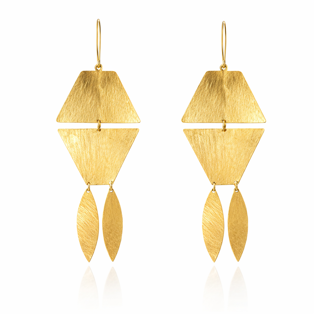Earrings | Gold Plated Brass Geometric Design
