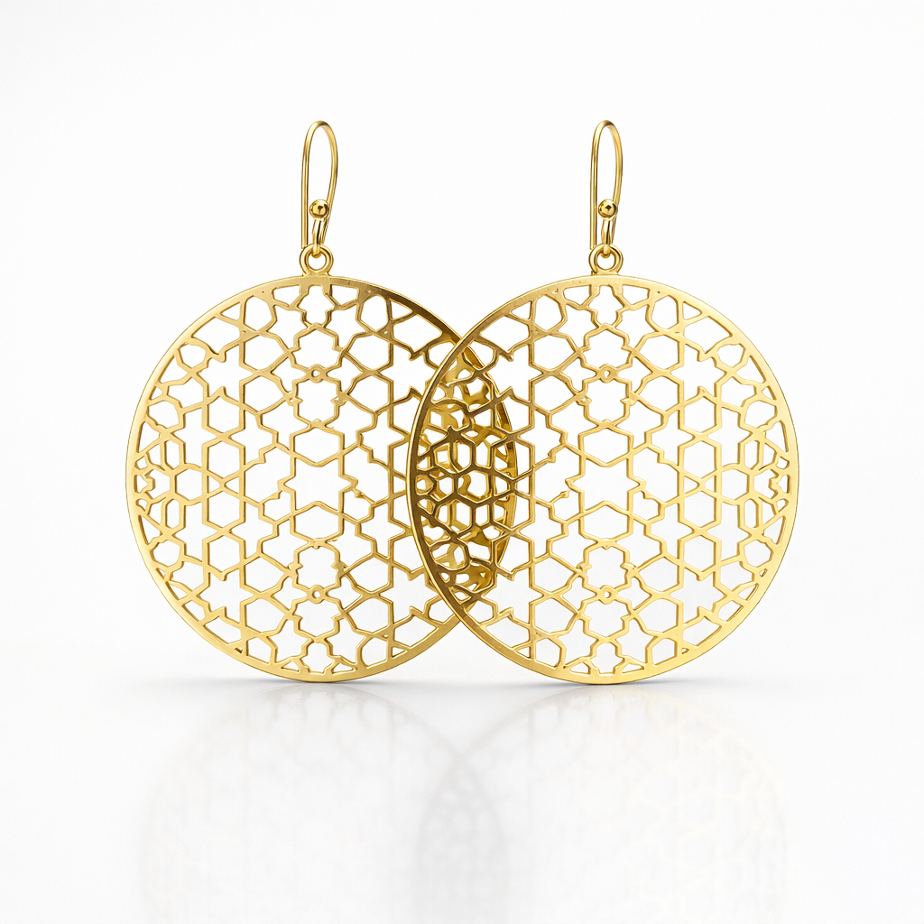 Earrings | Gold Plated Brass Jali Earrings
