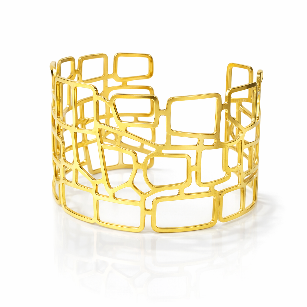 Gold Plated Brass Cuff Bangle
