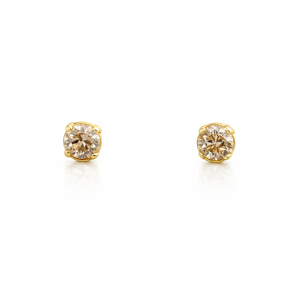 Champagne Diamond 18K Yellow Gold Earrings