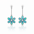 Opal Flower Earrings With Cubic Zirconia