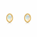 Solid Crystal Opal Earrings I Yellow Gold Plated