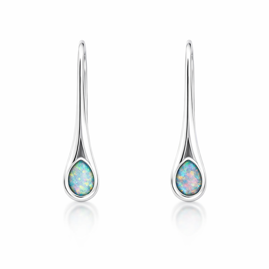 Solid Boulder Opal Earrings In Sterling Silver