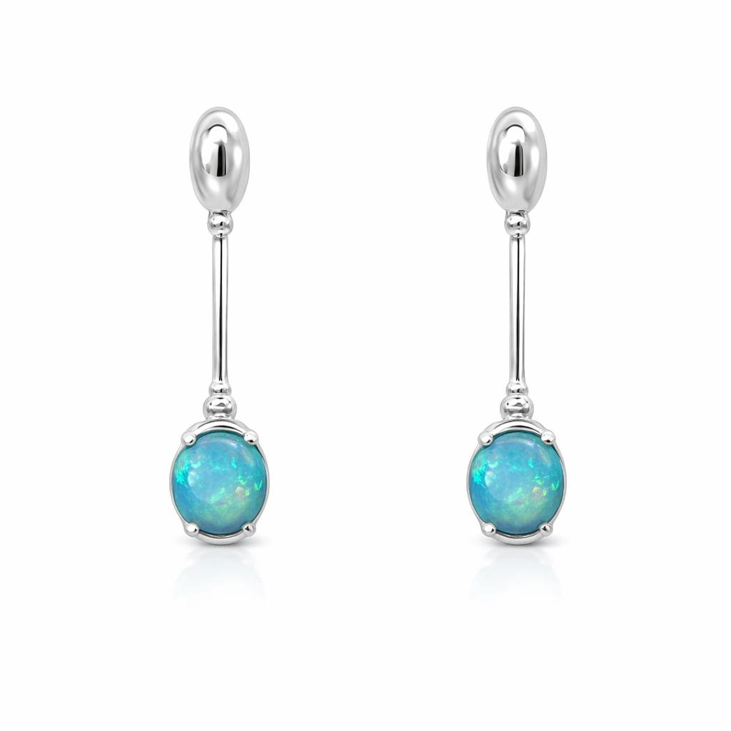Solid Boulder Opal Earrings In Sterling Silver