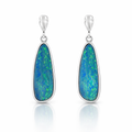 Freeform Opal Doublet Earrings In Sterling Silver
