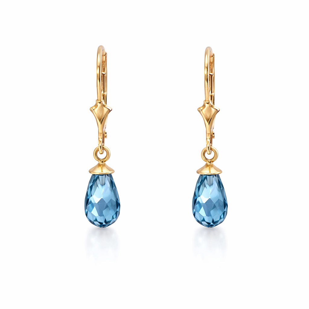 Earrings | London Blue Cubic Zirconia Drops In 14ct