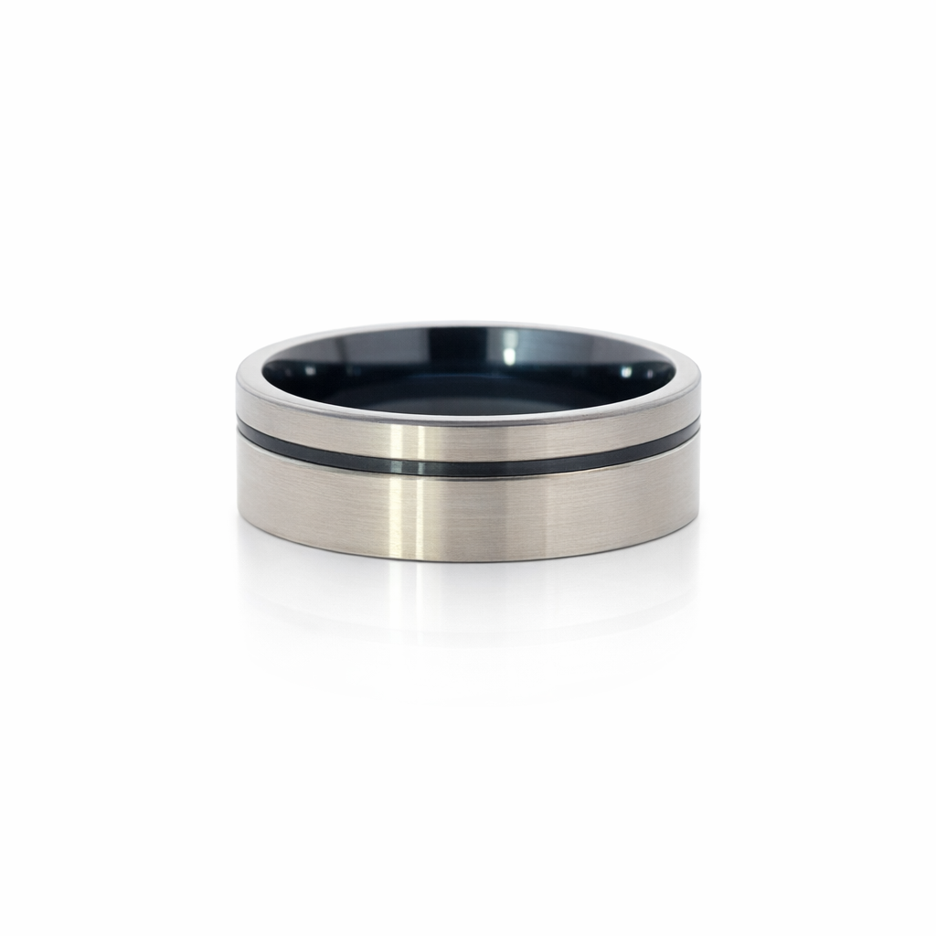 Steel Sculpt Raw Natural And Blackened Zirconium Ring