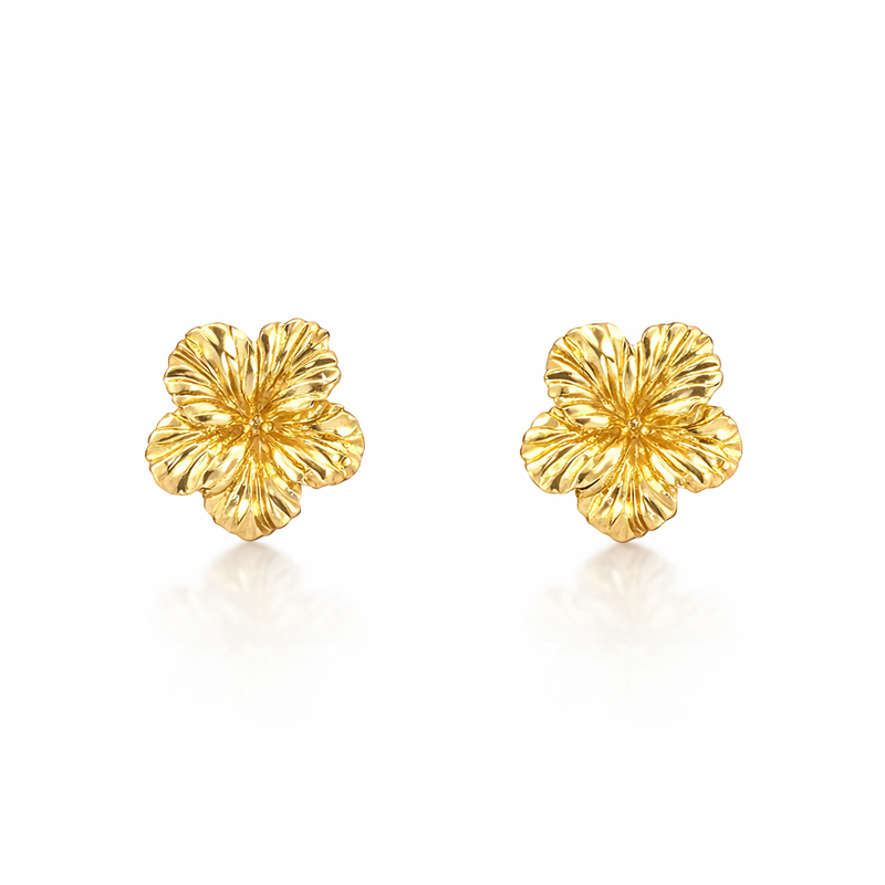Stud Earrings | Flower Studs In 9ct Yellow Gold