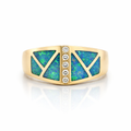 Inlaid Crystal Opal And Diamond Ring | 14K