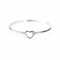 Silver Bangle With The Outline Of A Heart Clasp Large