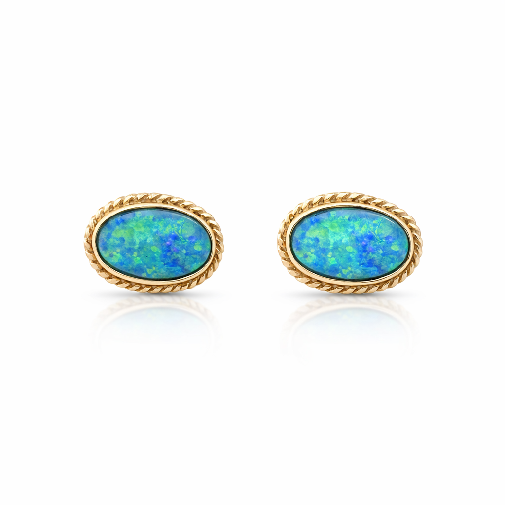 Doublet Opal Earrings | 9ct Gold