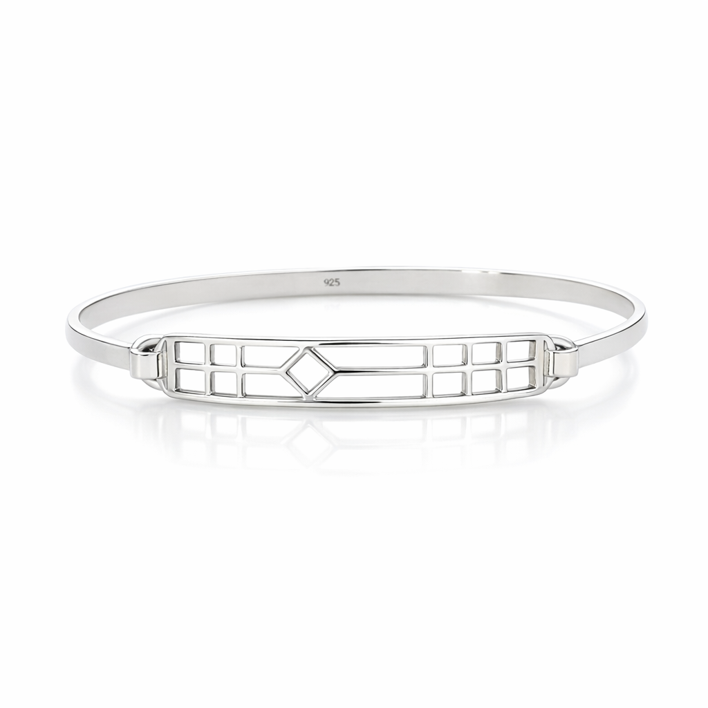 Silver Bangle Art Deco Style