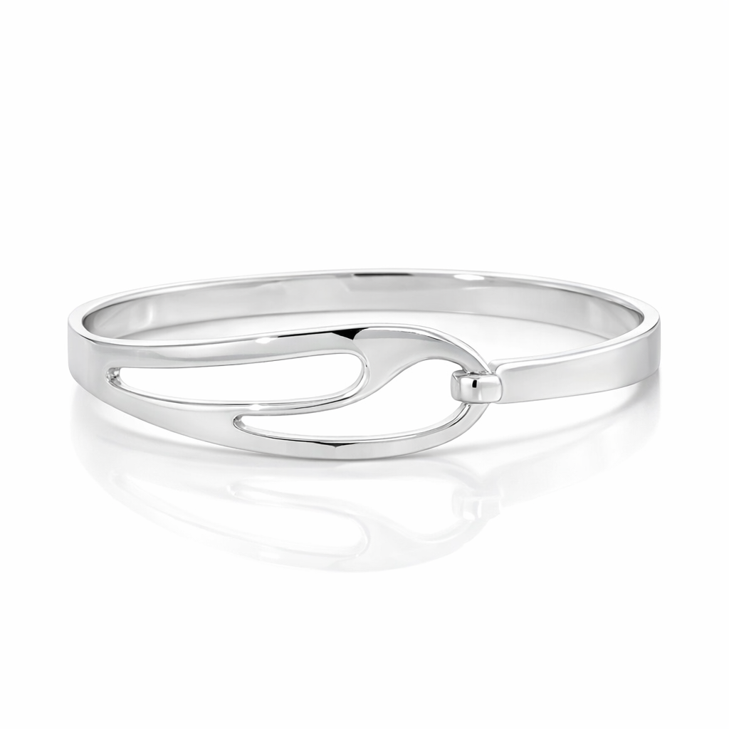Silver Bangle Hook Top with Cut-out Designs
