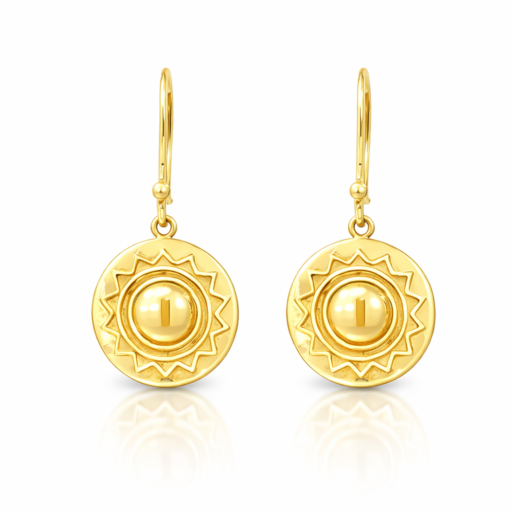Earring Drops|Sunburst In 9K Gold