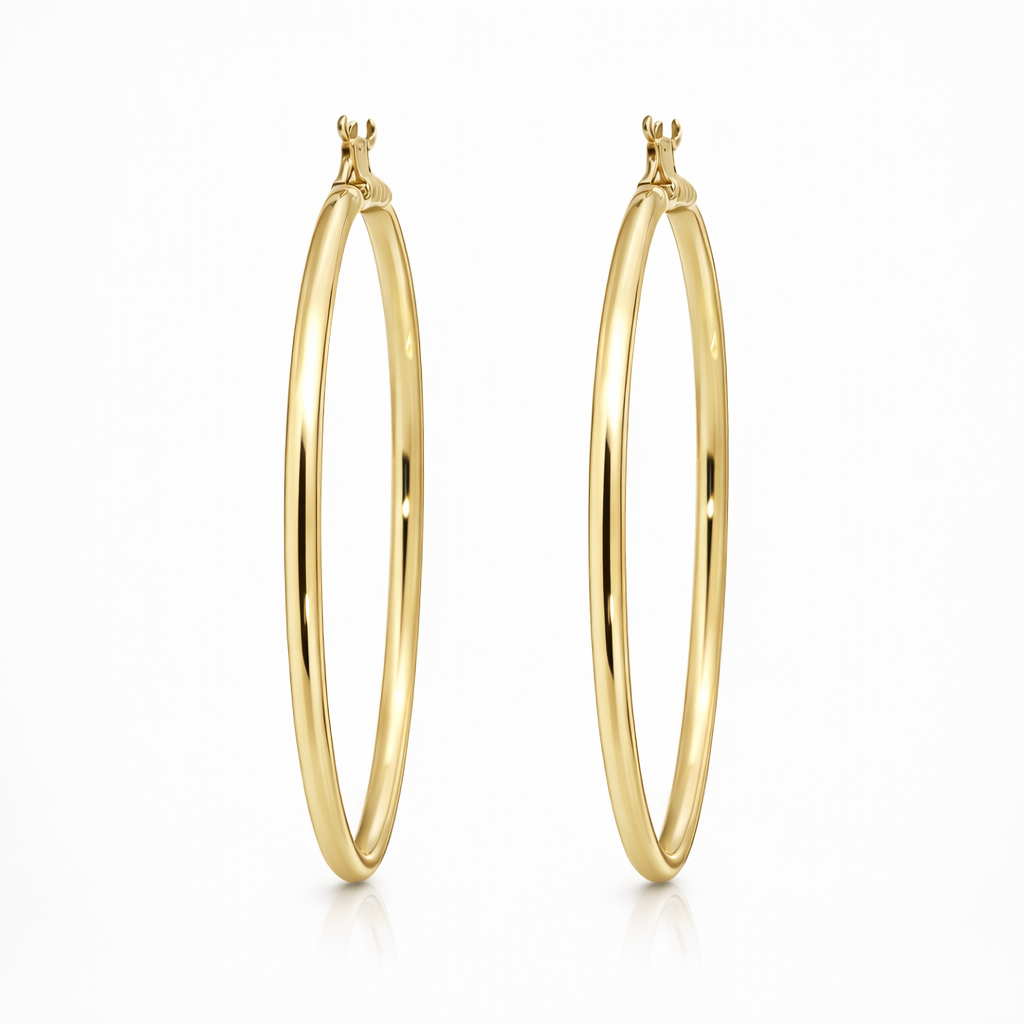 Hoop Earrings In 9ct Yellow Gold 50mm By 2mm