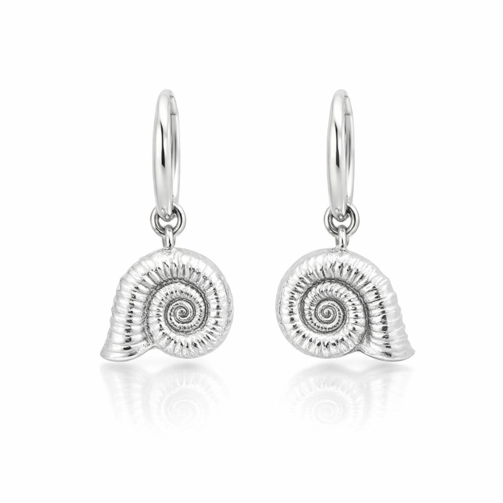 Nautilus Shell Earrings In Sterling Silver