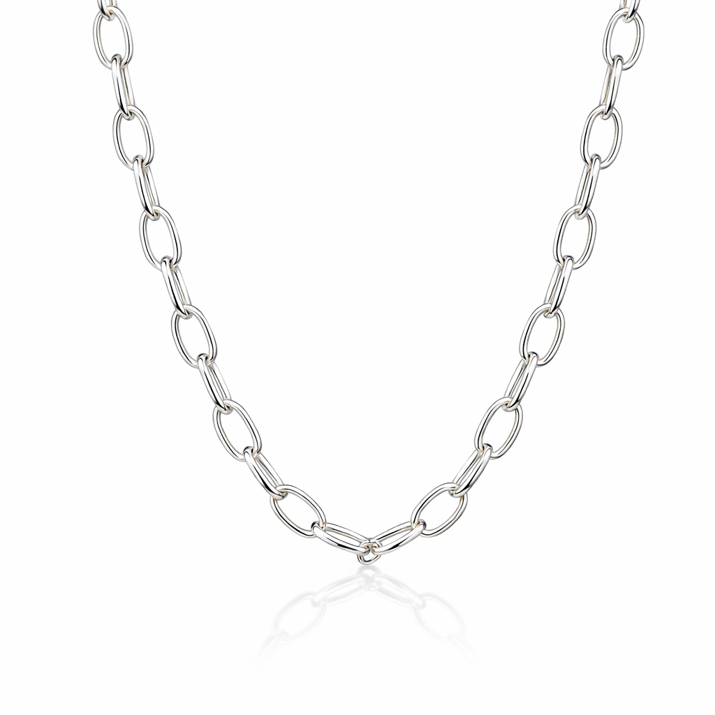 Oval Belchor Chain Necklace | Sterling Silver 45cm