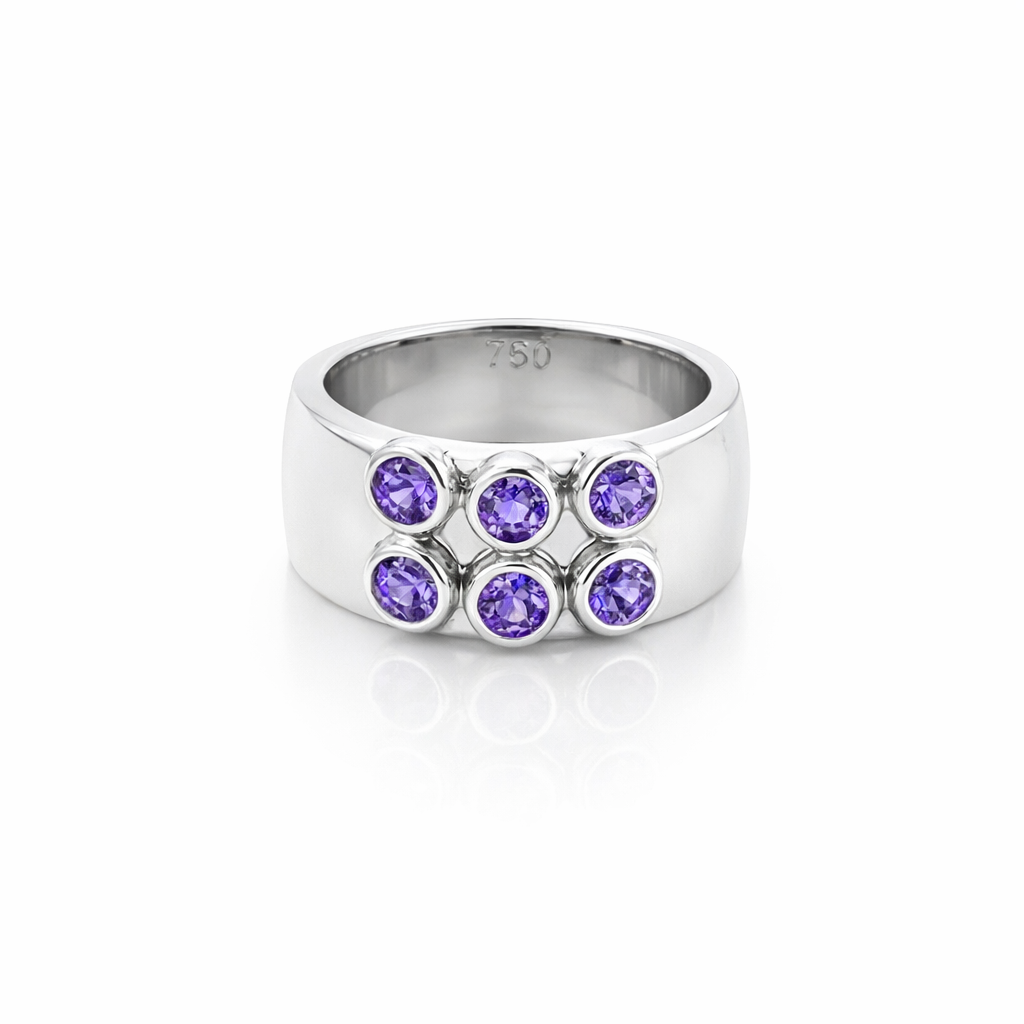 Purple Sapphire Ring In 18ct White Gold