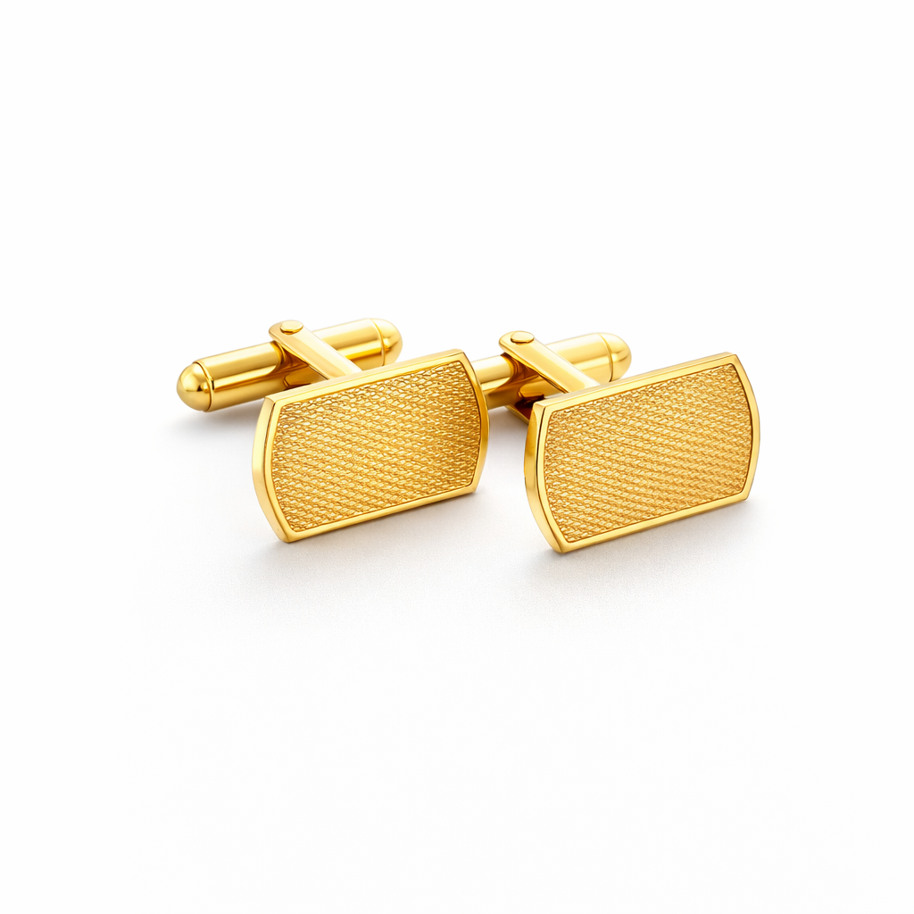 Timeless Sophistication: Gold Cufflinks with Florentine Finish