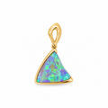 14ct yellow gold pendant featuring a 5ct solid Mintabie opal with vivid green blue aqua and violet play of colour
