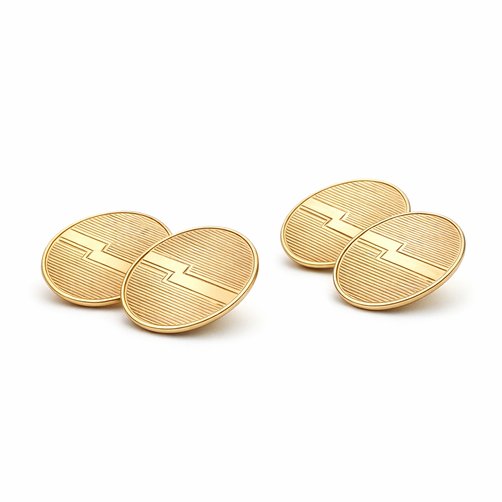 9ct Yellow Gold Oval Antique Cufflinks