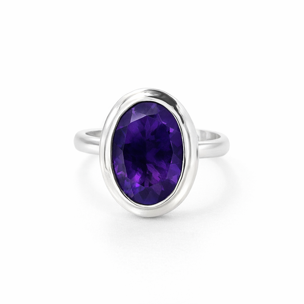 Dark Amethyst Ring In Sterling Silver