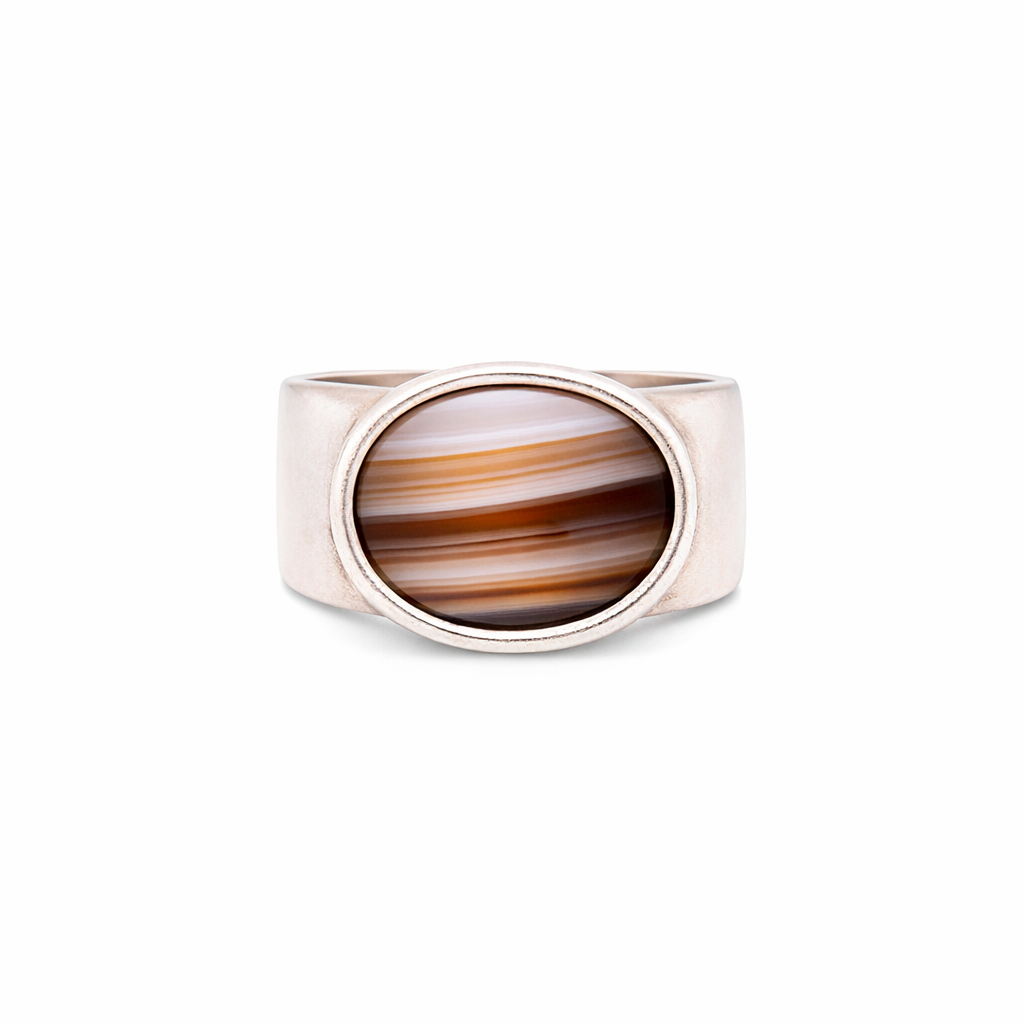 Banded Agate Sterling Silver Ring