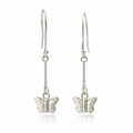 Butterfly Drops On Chain Earrings In Sterling Silver