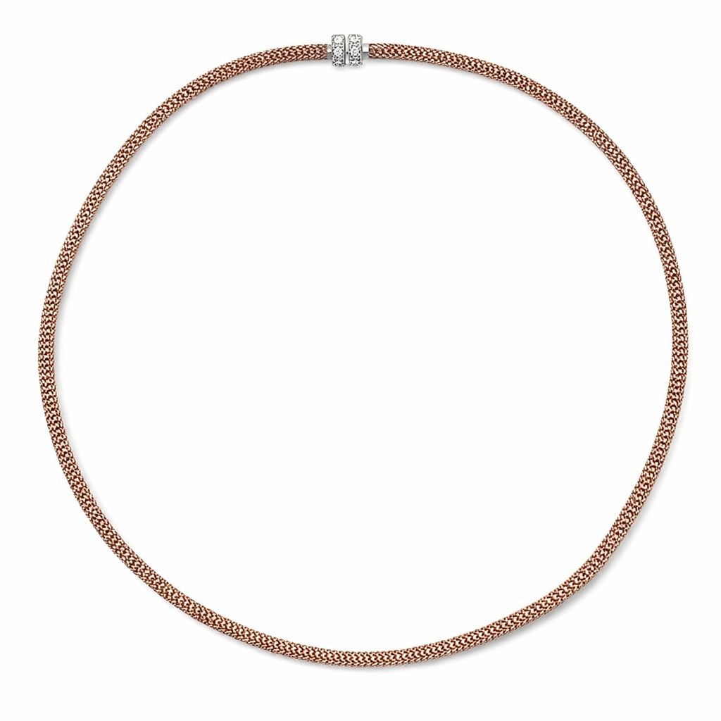 Rose Gold Plated Mesh Silver Necklace