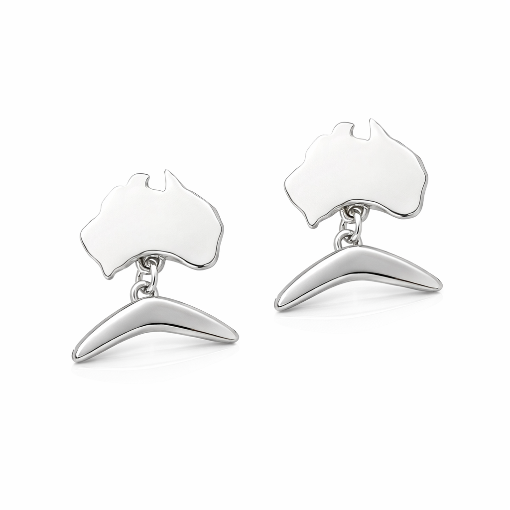 Australian Elegance: Silver Boomerang Cufflinks