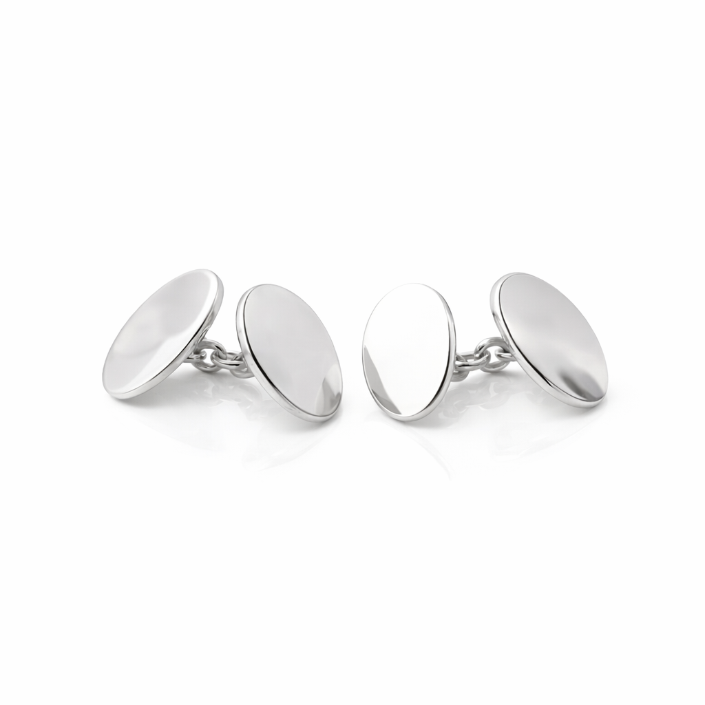 Oval Cufflinks | Sterling Silver Sophistication