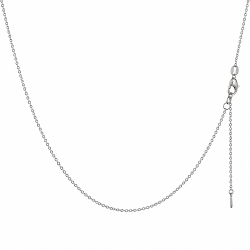 18ct white gold 1.2mm cable chain necklace with 3cm extender and lobster clasp