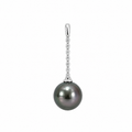 18ct white gold pendant with 10.5–11mm Tahitian pearl and seven vertically set diamonds