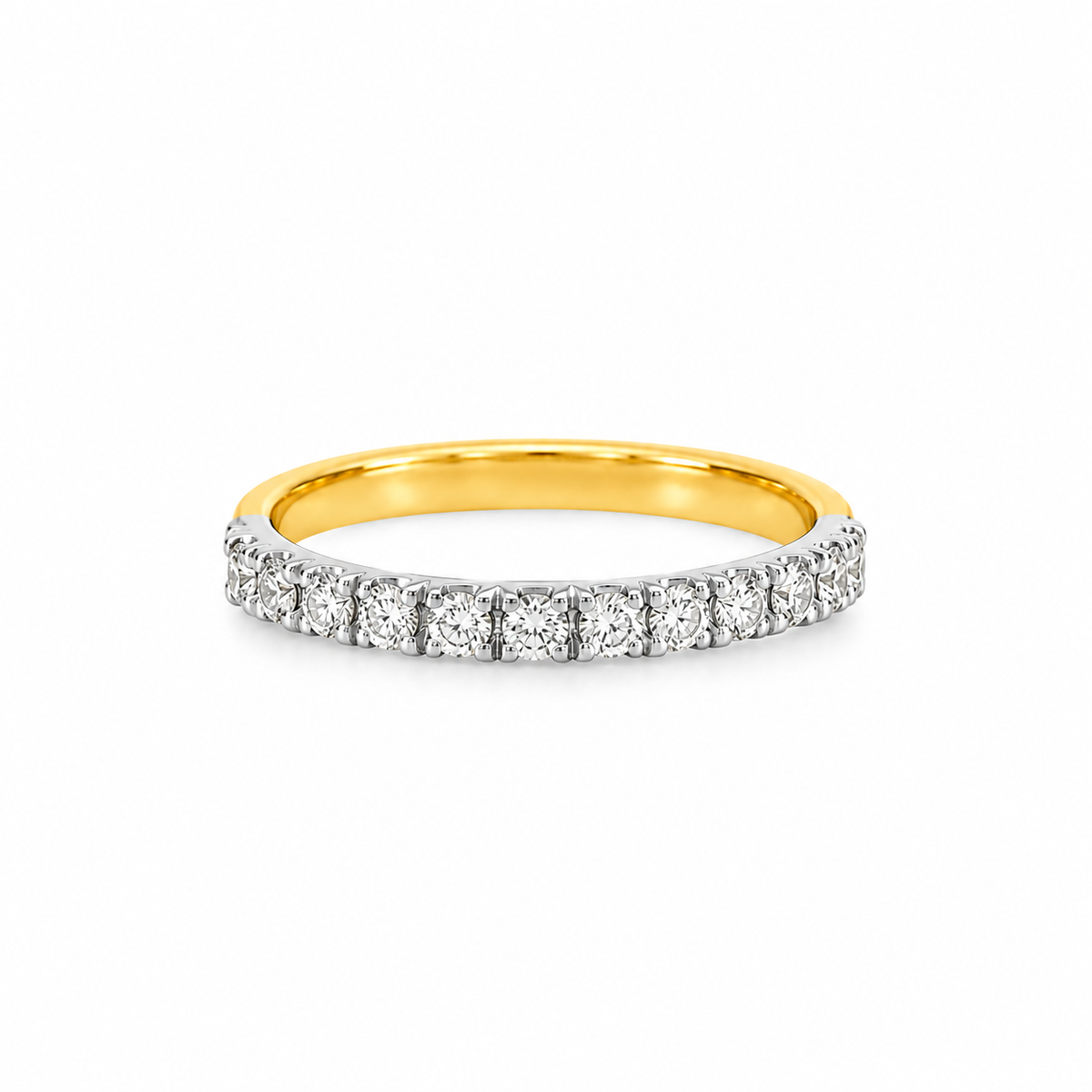 18ct yellow gold and platinum diamond band ring set with 0.34ct of round brilliant cut diamonds
