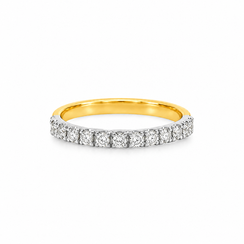 18ct yellow gold and platinum diamond band ring set with 0.34ct of round brilliant cut diamonds