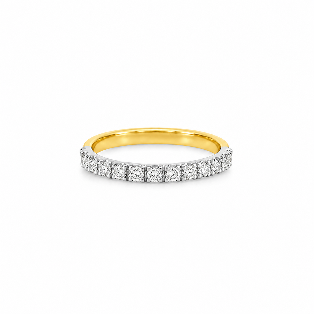 18ct yellow gold and platinum diamond band ring set with 0.34ct of round brilliant cut diamonds