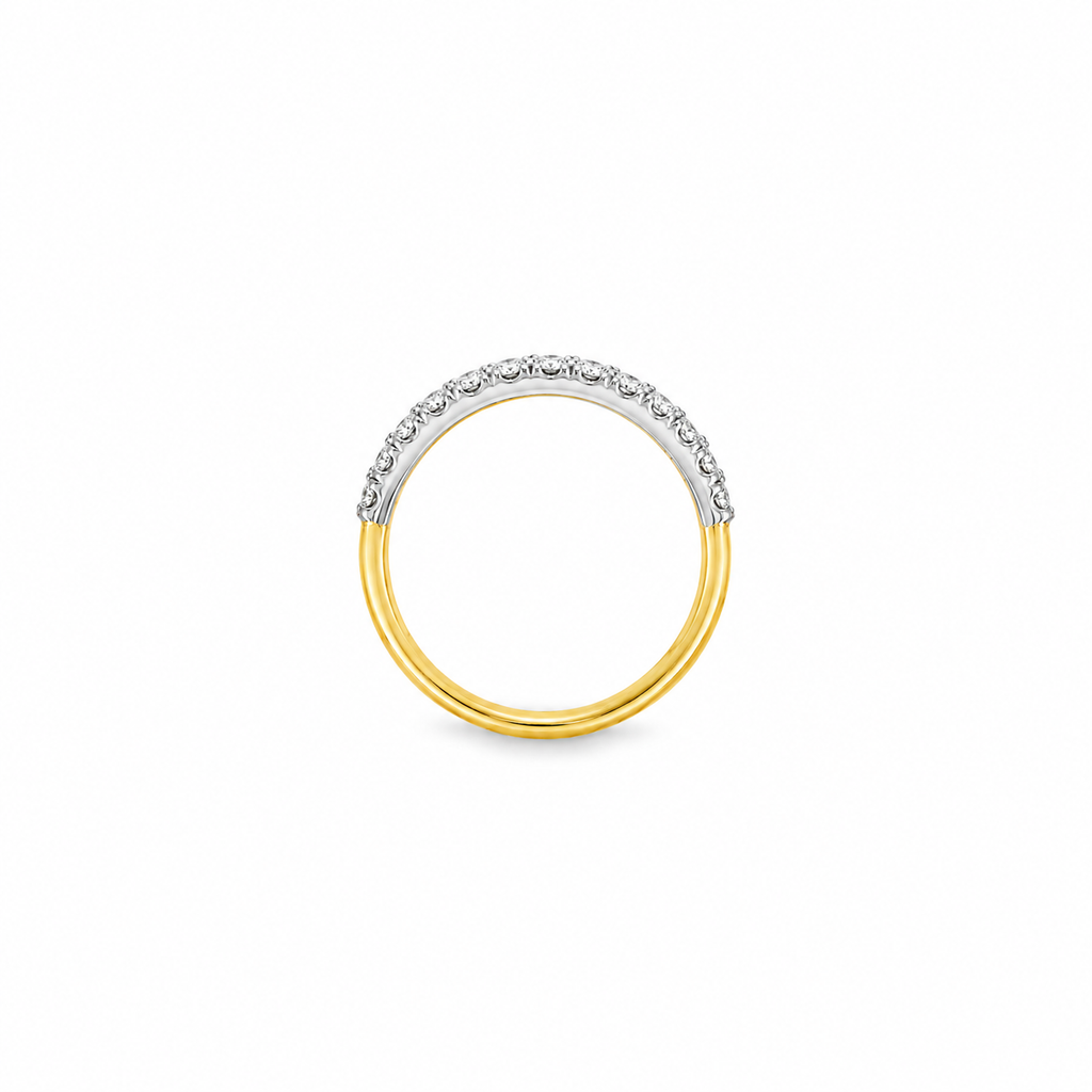 18ct yellow gold and platinum diamond band ring set with 0.34ct of round brilliant cut diamonds