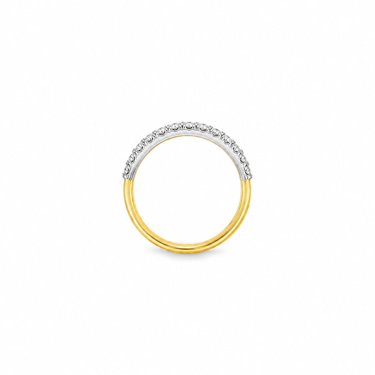 18ct yellow gold and platinum diamond band ring set with 0.34ct of round brilliant cut diamonds