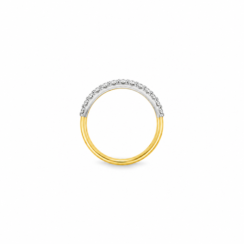 18ct yellow gold and platinum diamond band ring set with 0.34ct of round brilliant cut diamonds