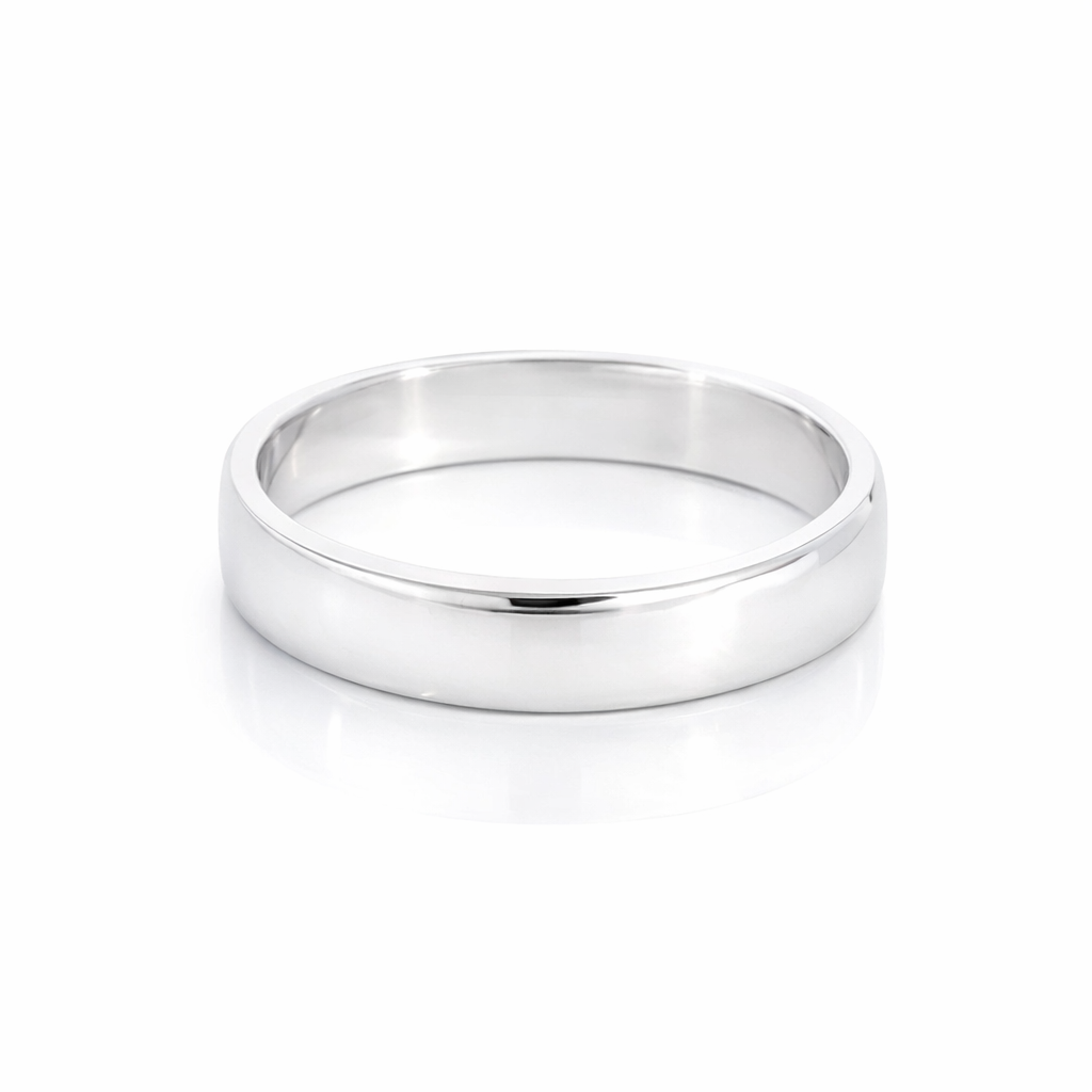 Wedding Ring With Slightly Rounded Profile In 18K