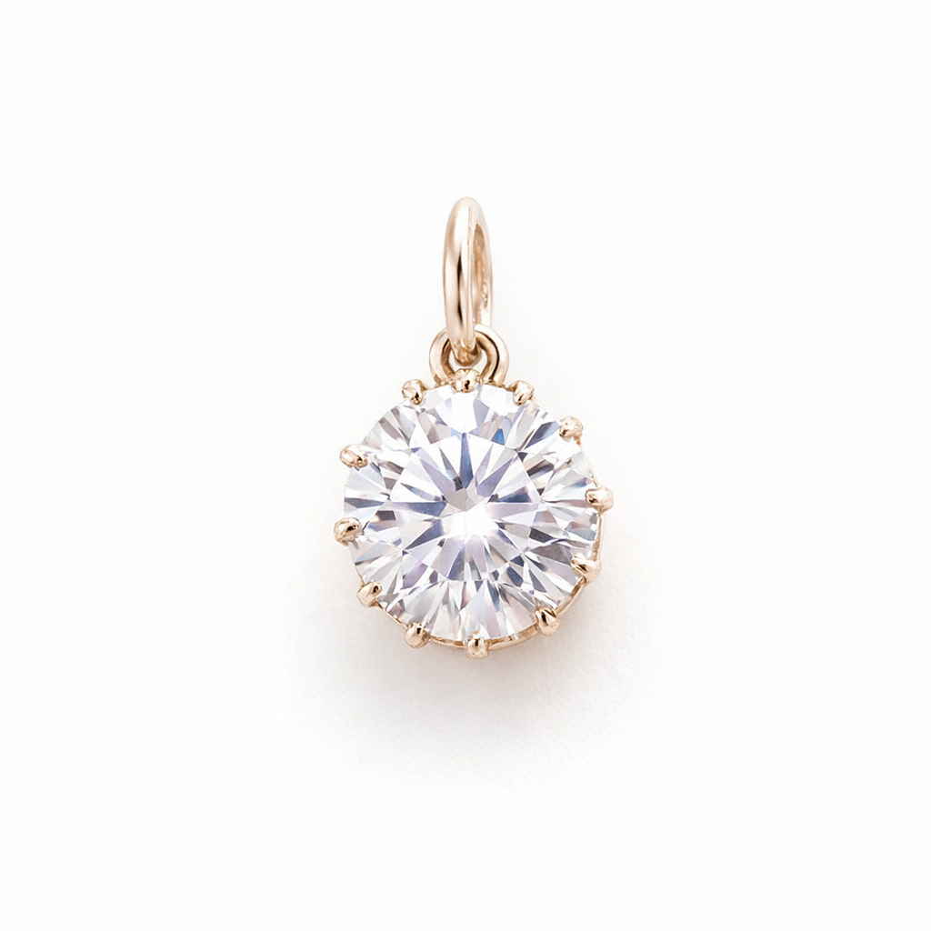 Silver 10mm Round Multi Claw Cubic Pendant