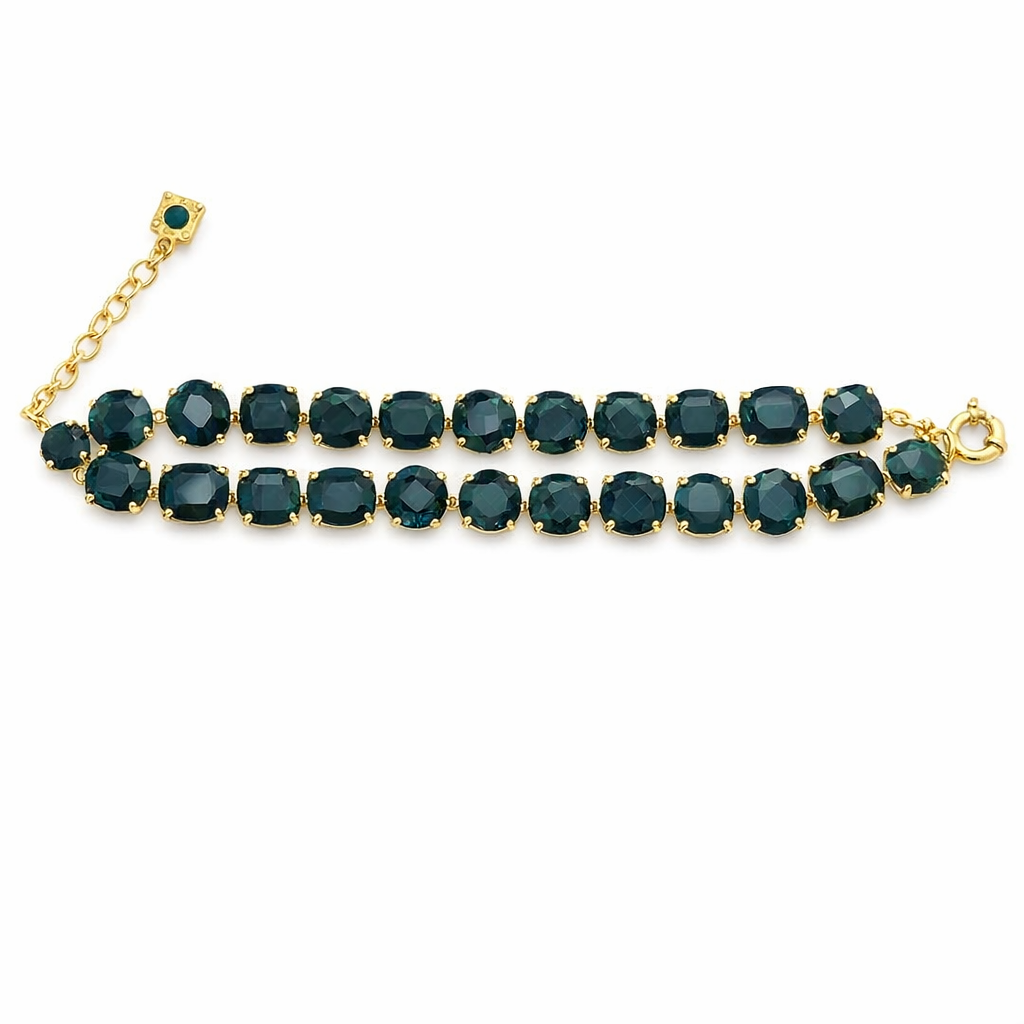 La Diamantine Petrol Green Bracelet In Gold-Plate