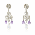 Amethyst And Moonstone Earrings In Sterling Silver